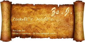 Zsohár Jolán névjegykártya